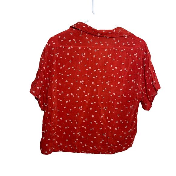 American Eagle Blouse Women's Small Floral Button Up Collared Short Sleeve Top - Picture 4 of 8